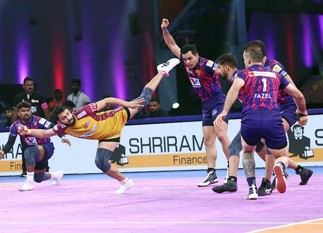 Neeraj Narwal, Dabang Delhi defenders shine as they rally from behind post half-time to defeat Telugu Titans 33-29